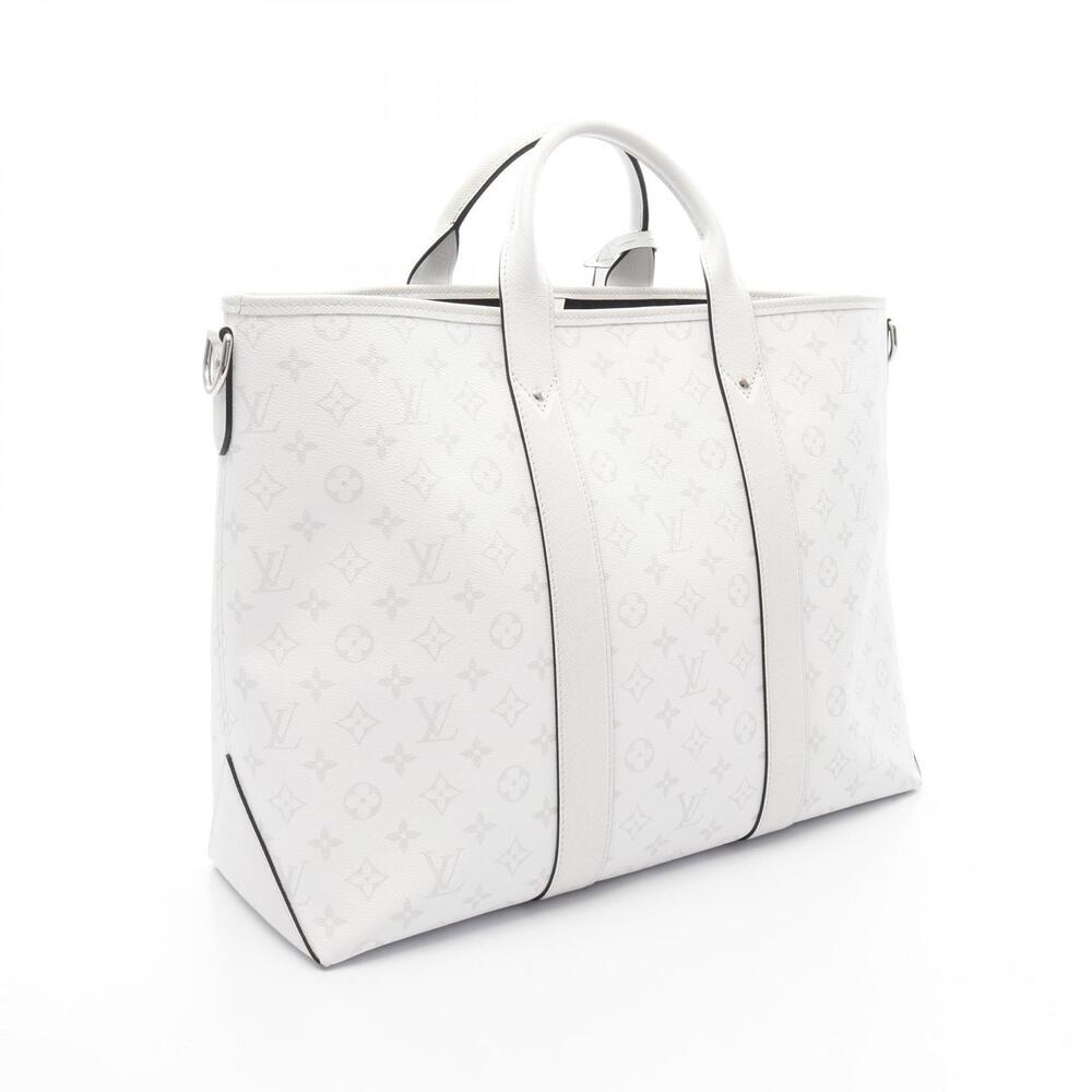 Louis Vuitton NM Leather Canvas Bag Taigarama Tote Weekend White